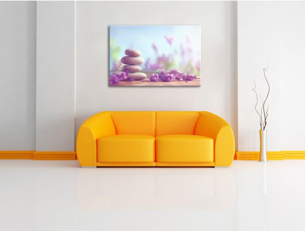 Pixxprint Lavendel Spa-Stillleben Kunst Buntstift Effekt, Format: 100x70 auf Leinwand, 100x70