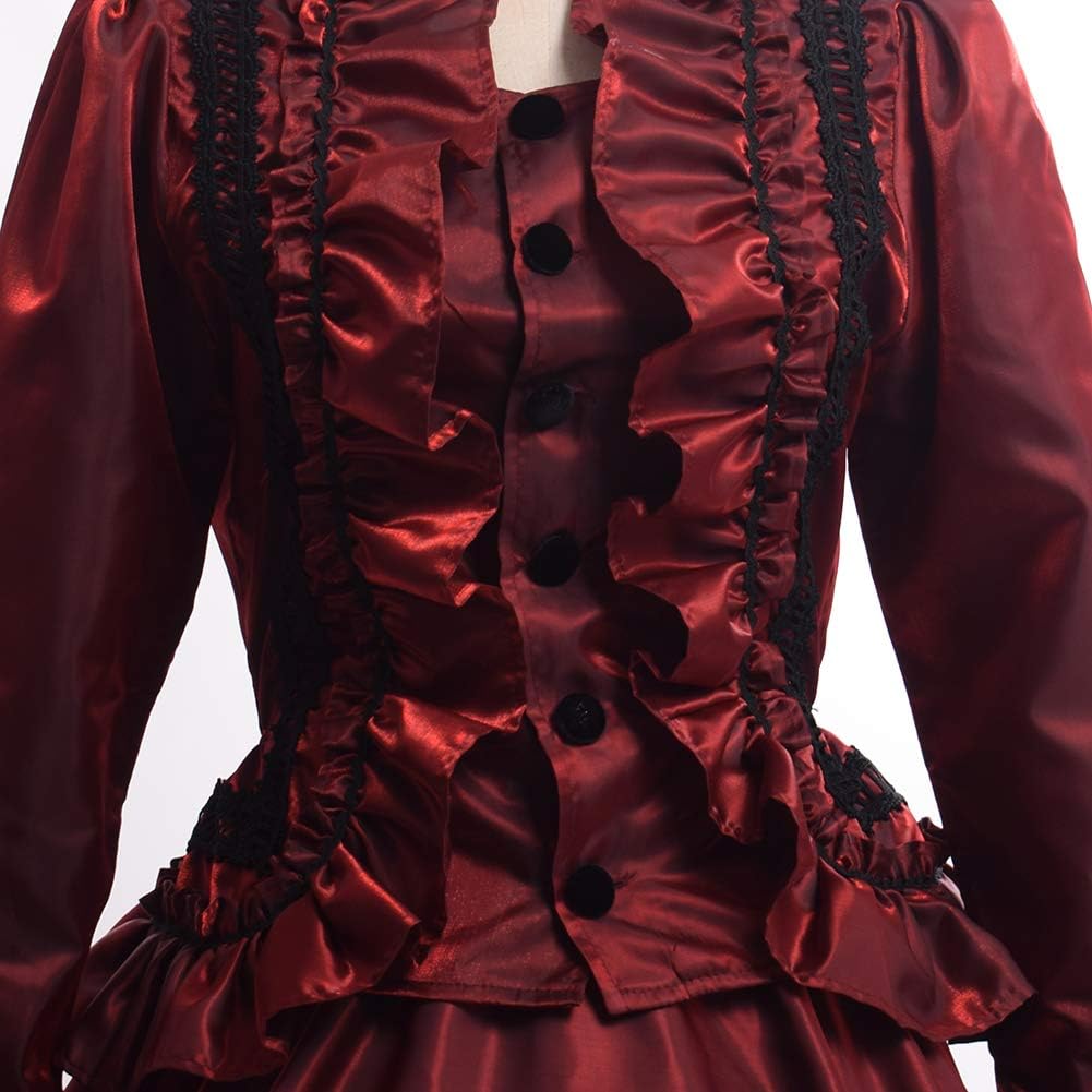 GRACEART Damen Gothic Viktorianisches Kleid Renaissance Maxi Kostüm (XXL, Rot) XXL Rot, XXL Rot