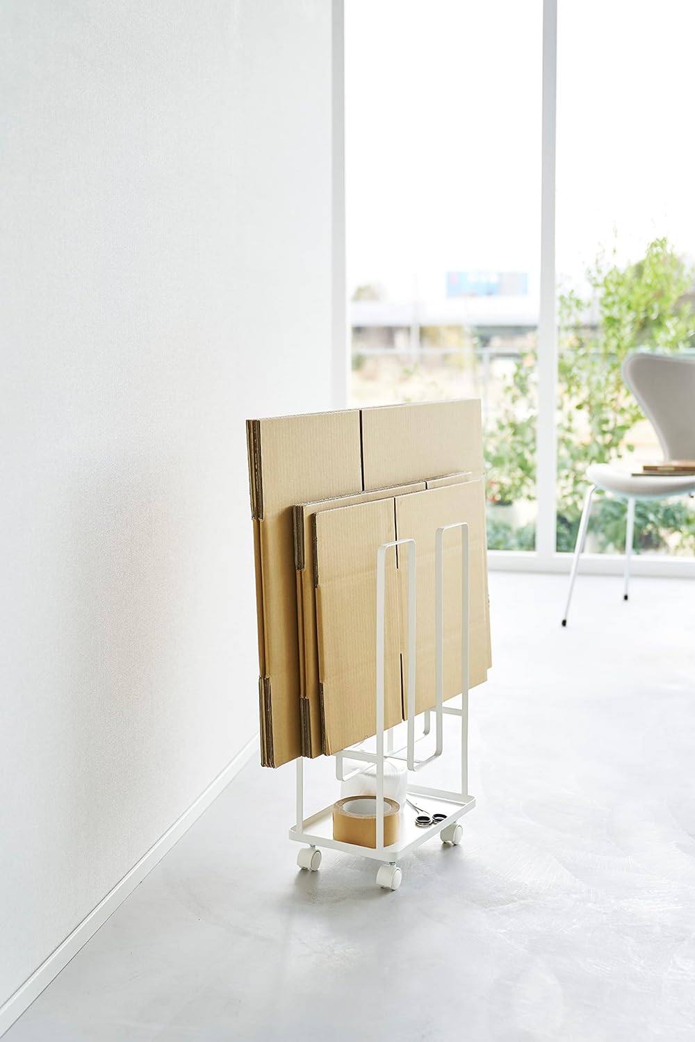 Yamazaki TOWER 5760 Karton Organizer, Weiss, Stahl, L 20 x B 30 x H 54,5cm, Weiss