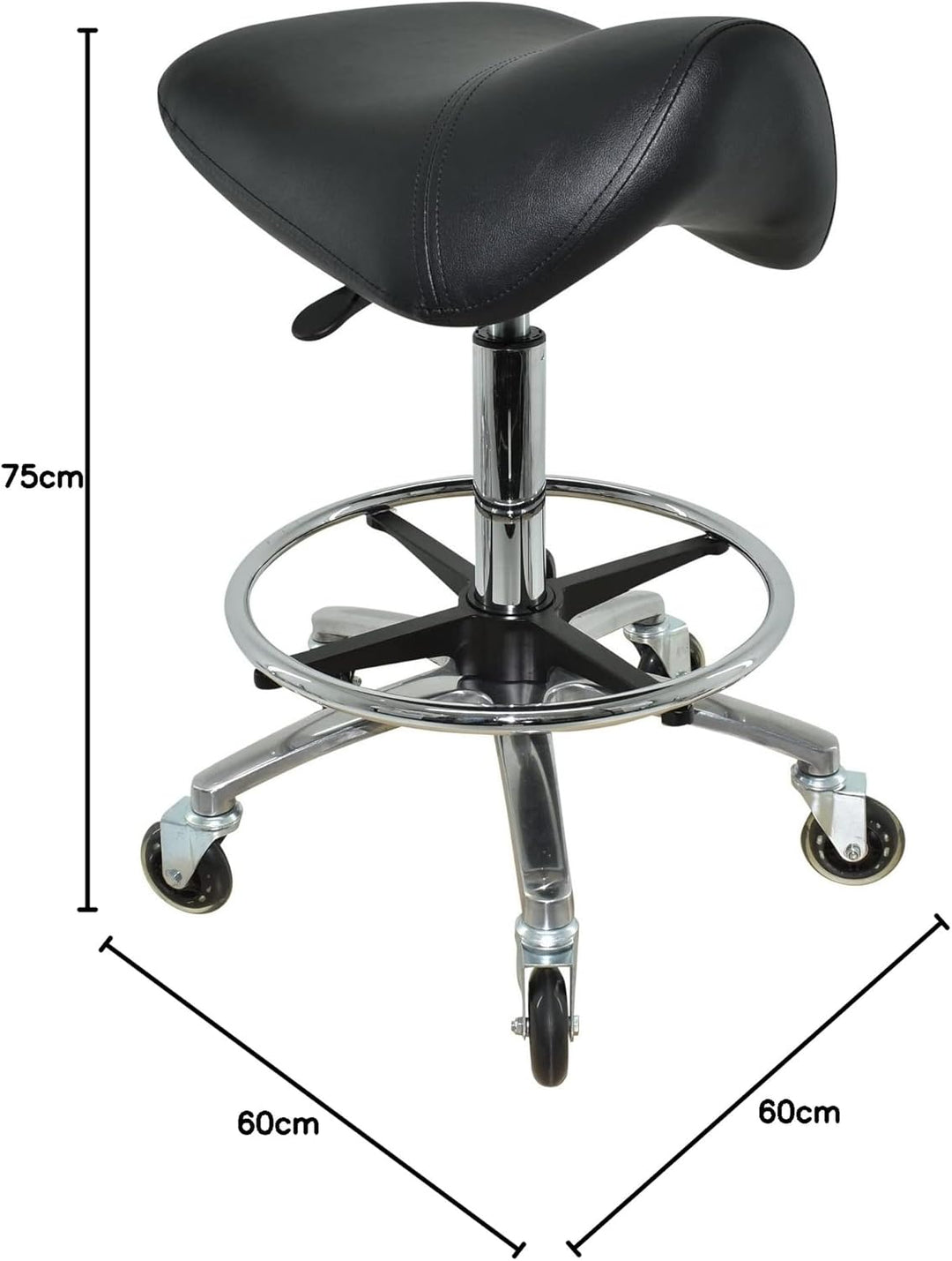 Premium Sattelhocker, Sattelstuhl für Rückenentlastung, Rollhocker höhenverstellbar von 55-75 cm mit
