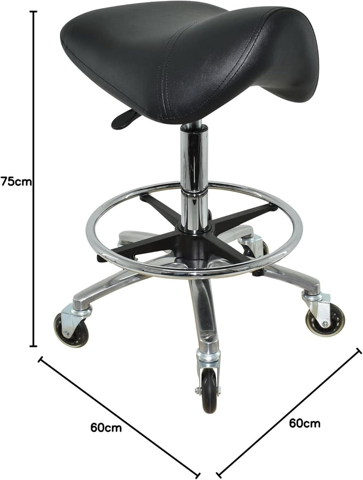 Premium Sattelhocker, Sattelstuhl für Rückenentlastung, Rollhocker höhenverstellbar von 55-75 cm mit