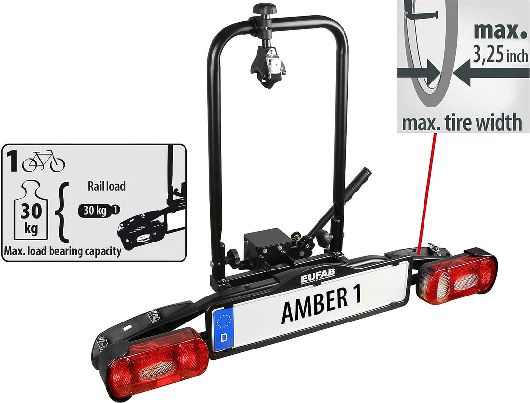 EUFAB 11559 Fahrradträger AMBER 1, E-Bike geeignet, teilweise vormontiert, für 1 Fahrrad, für