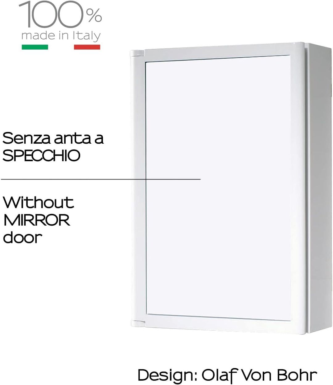 Gedy R&amp;D Design ABS-Badezimmerschrank, 45 x 30 x 14,3 cm, Weiss (ohne Spiegel)