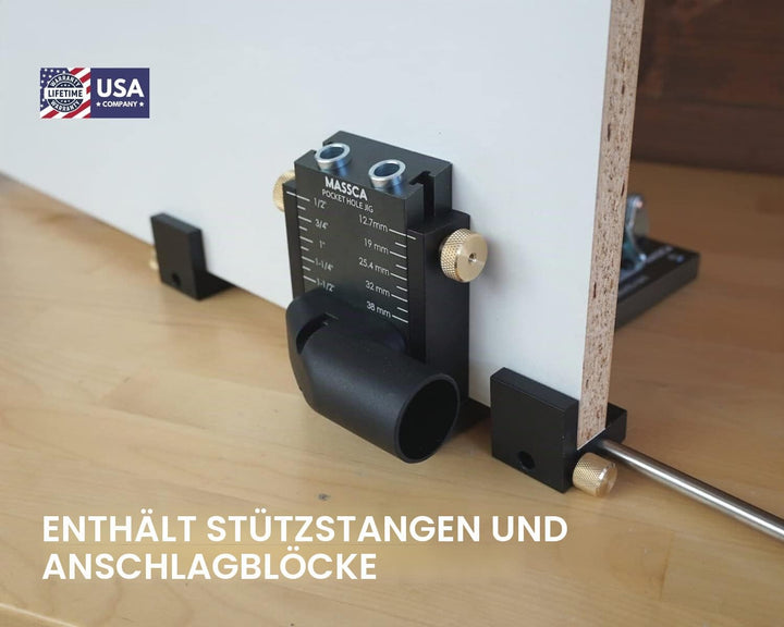 Massca Aluminium-Taschenloch-Vorrichtungssystem Pro M2, verstellbar und einfach zu bedienen, Schrein