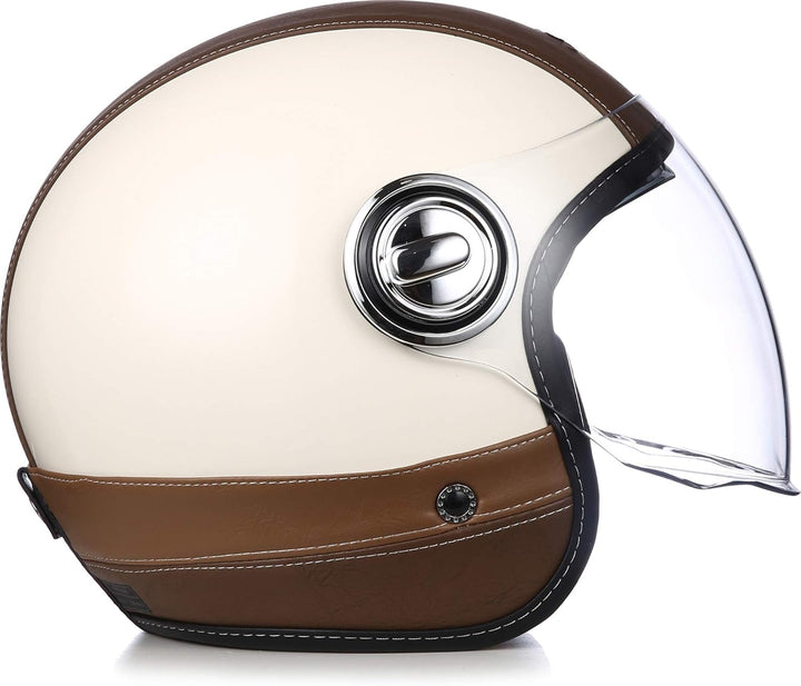 Soxon® SP-888 Pro „Urban Creme“ · Jet-Helm · Motorrad-Helm Roller-Helm Scooter-Helm Moped Mofa-Helm