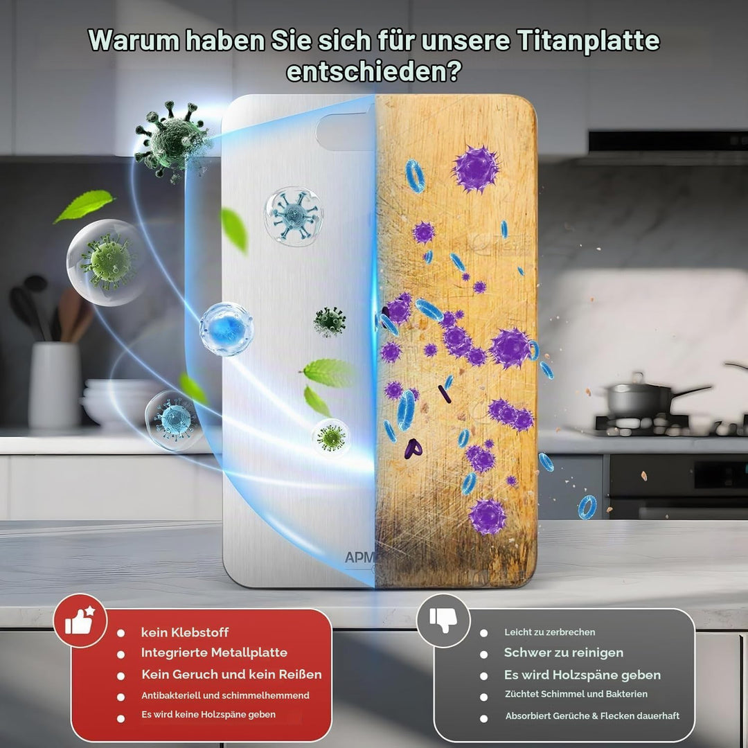 3 Stück Verdickt Titan Schneidebrett, S316 Edelstahl Titanium Cutting Board, Doppelseitiges Lebensmi