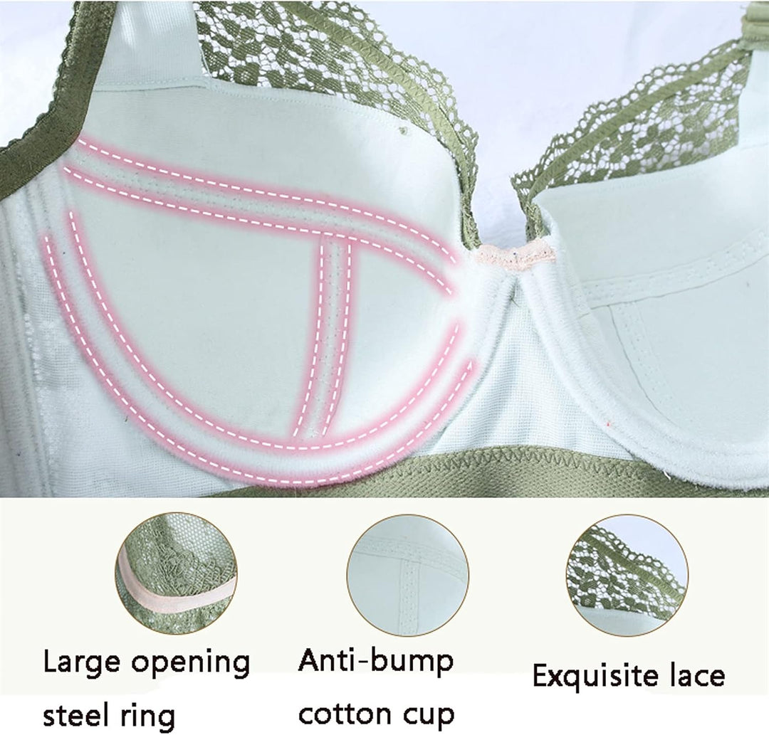 WENJUN Push-up-BHs für Frauen in Übergrösse, sexy ultradünner Spitzen-Bügel-Dessous, volle Abdeckung