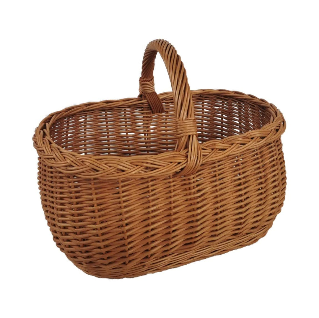 Einkaufskorb aus Weide Pilzkorb Oval Braun 46x32x35 cm