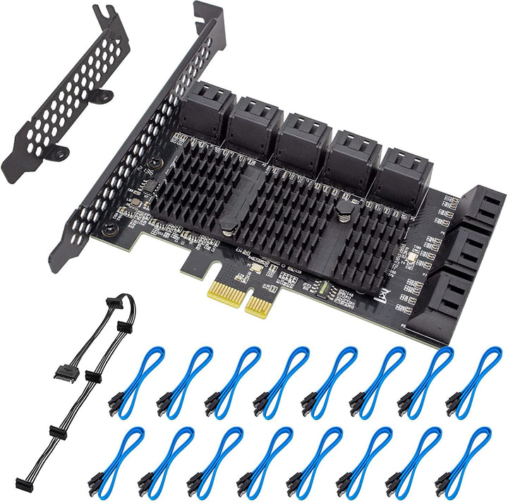 PCIE zu 16 SATA Ports PCIE SATA Controller Karte, 6 Gbps SATA 3.0 Controller, Kommt mit 16 SATA-Date