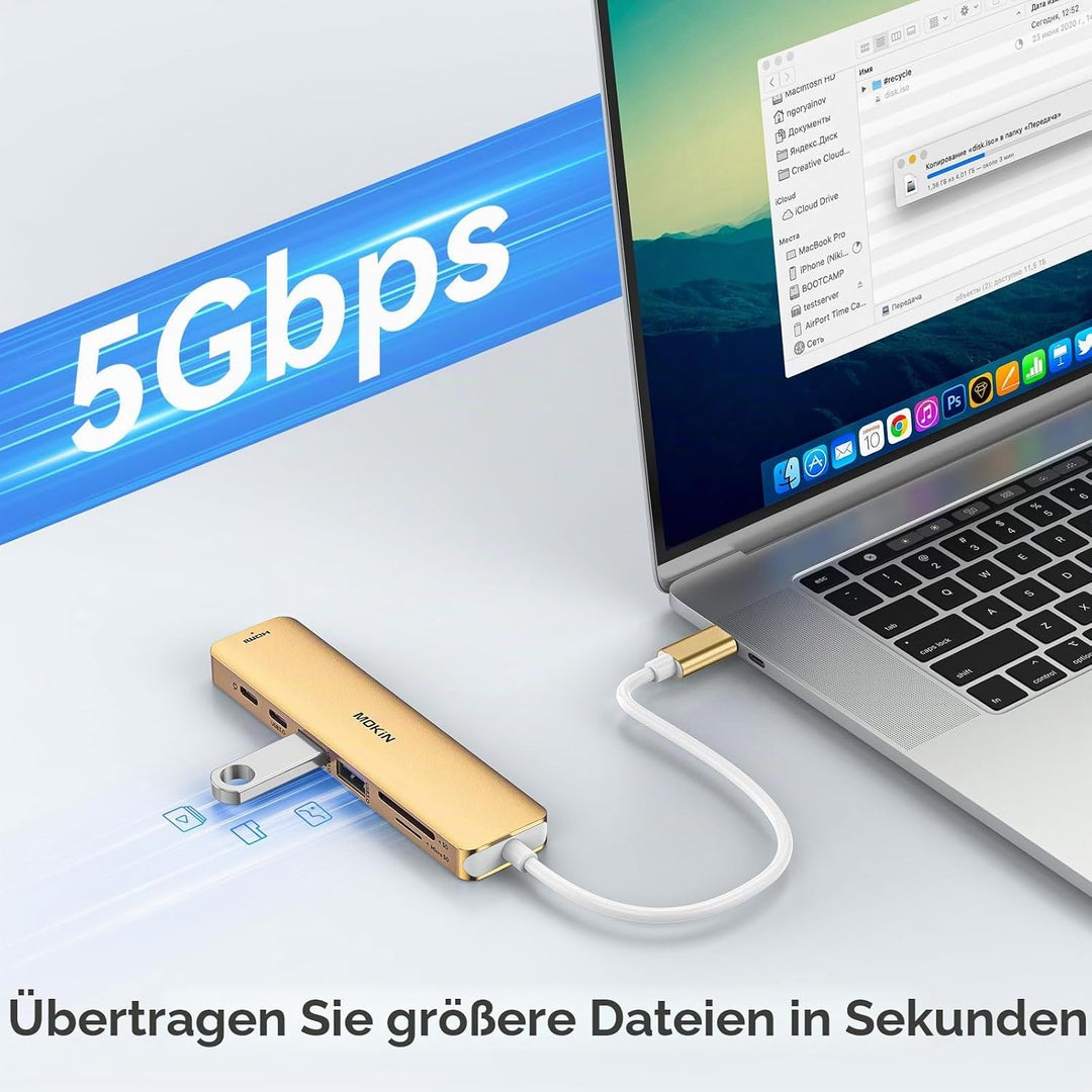 USB C Hub, USB C Multiport Adapter für MacBook Pro/Air, 7 in 1 MacBook Adapter USB C auf HDMI Hub, 2