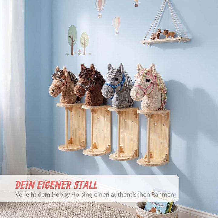 Relaxdays Steckenpferd Halter 2er Set, Wand, Hobby Horse Aufbewahrung, HBT: 35x15x15 cm, Stabpferd S