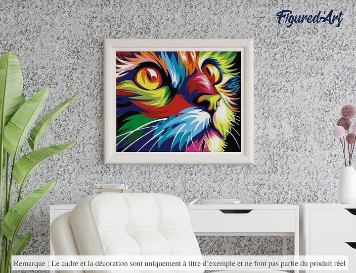 Figured'Art Malen Nach Zahlen Erwachsene Mit Rahmen Raubkatze Pop Art - Paint by Numbers Basteln DIY