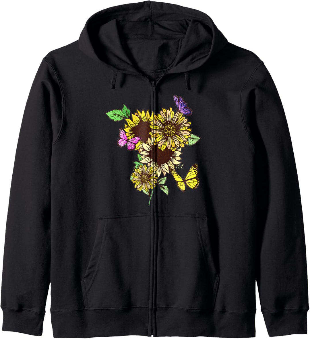 Blumen I Schmetterlinge Blumenstrauss I Cooles Sonnenblumen Kapuzenjacke
