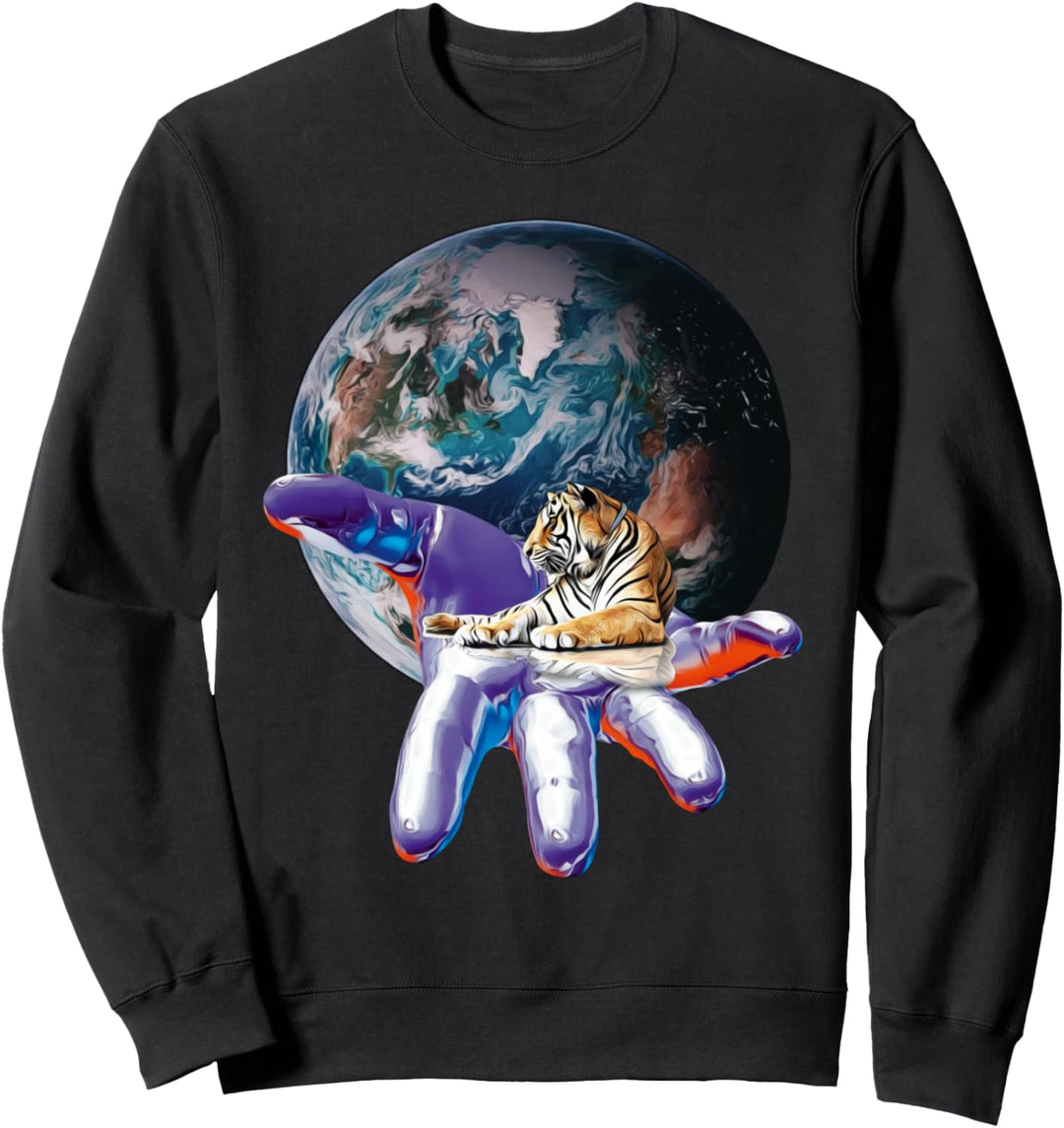 Tiger Motiv Raubkatzen Katzen Dschungel Zähne Krallen Tiger Sweatshirt