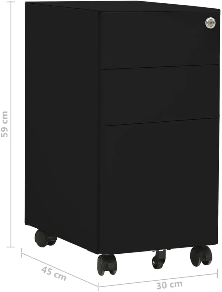 vidaXL Aktenschrank mit Rollen Rollcontainer Bürocontainer Schubladenschrank Büroschrank Stahlschran