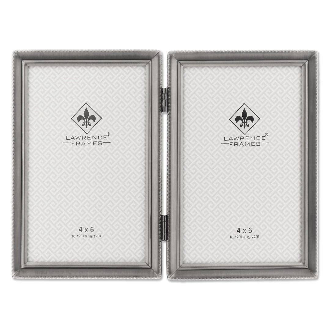 Lawrence Frames Doppel-Bilderrahmen mit Scharnier, 10 x 15 cm, Antik-Zinn-Design zinnfarben 4 Inches