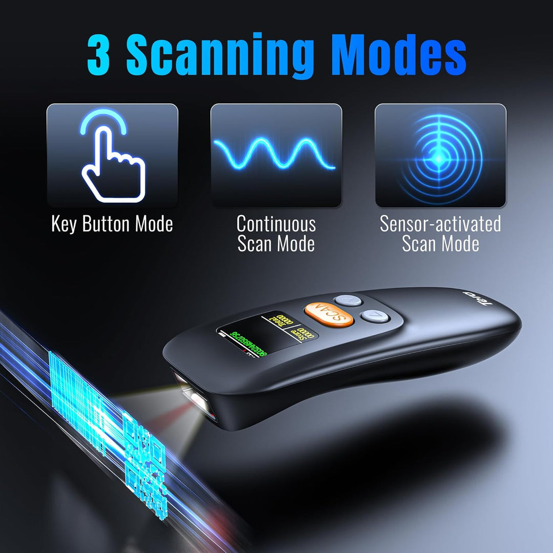 Tera Tragbar Barcode Scanner Mini: 1D 2D QR 1200mAh Akku mit Taste 1.4" Display & Ladestation Handhe