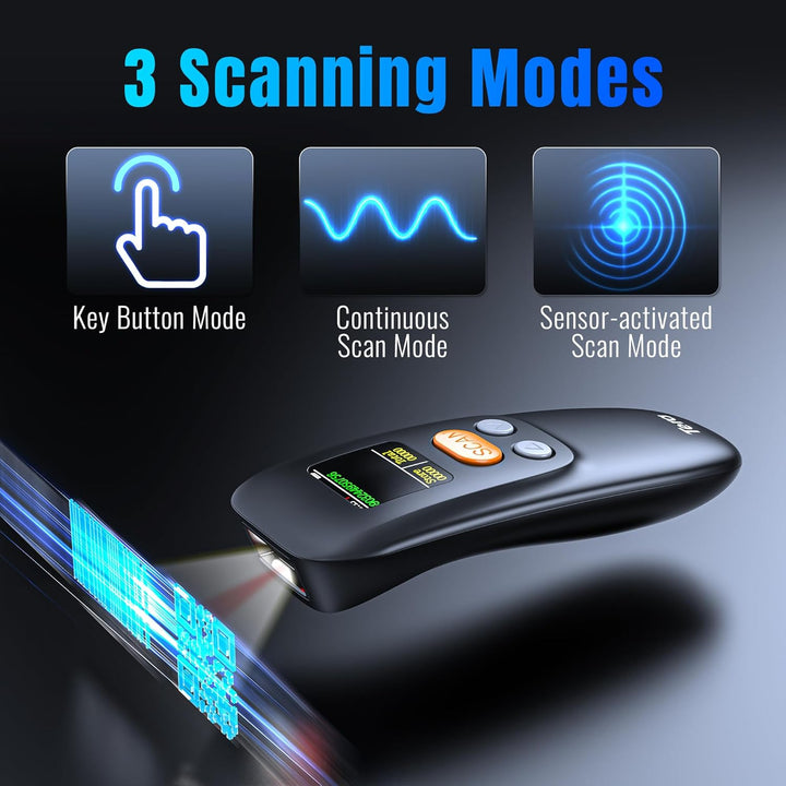 Tera Tragbar Barcode Scanner Mini: 1D 2D QR 1200mAh Akku mit Taste 1.4" Display & Ladestation Handhe