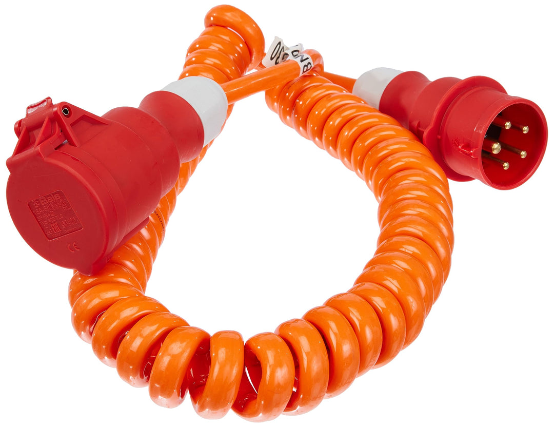 as - Schwabe CEE Baustellen-Spiralkabel 5 m, ausziehbare Leitung H07BQ-F 5G2,5, mit CEE-Stecker + CE