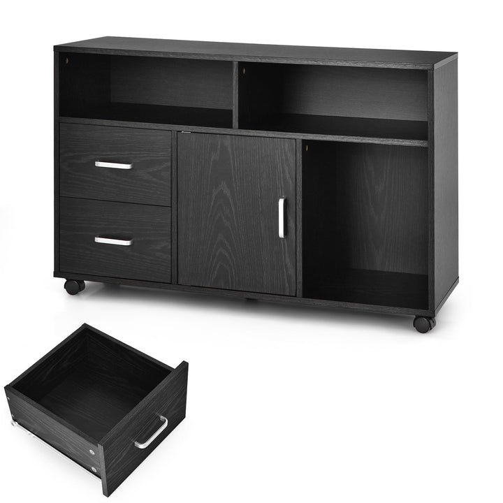 GIANTEX Aktenschrank auf Rollen, Rollcontainer mit Schubladen, mobiler Druckerständer für Home-Offic