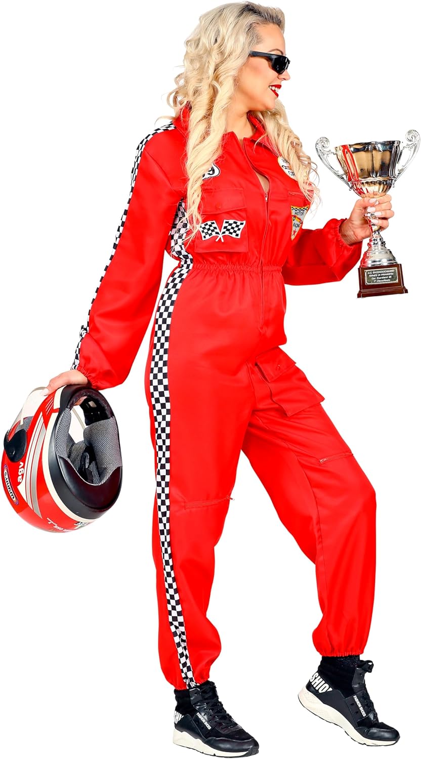 Widmann Rennfahrer Kostüm Overall Jumpsuit L Rot, L Rot