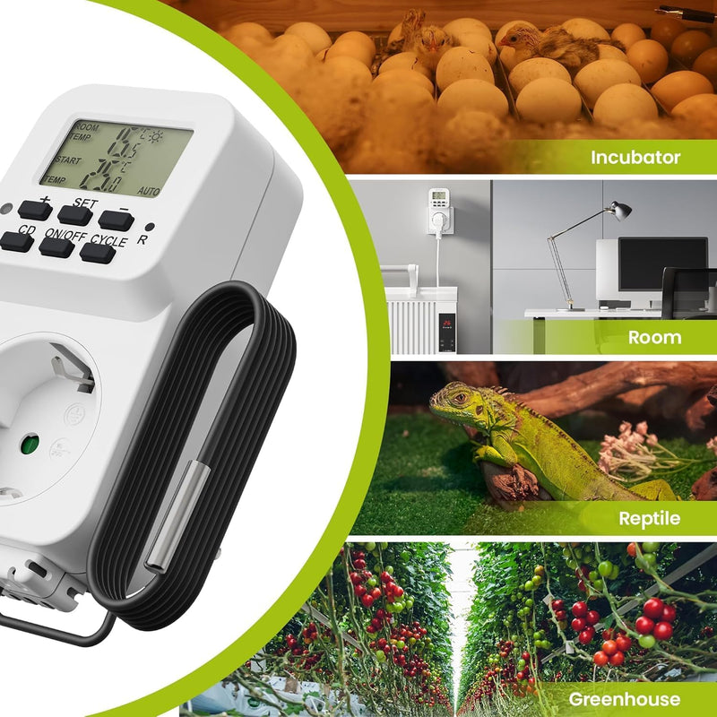 Perfect Steckdosen-Thermostat - Klimaregelung - 5-30°C - 3500W - 230V/16A - für Heiz- und Kühlgeräte