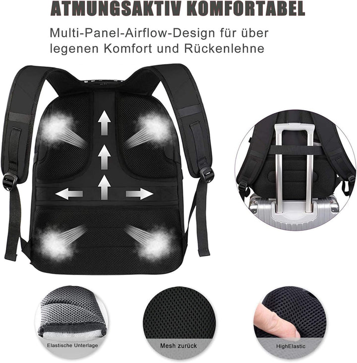 MATEIN Gross Laptop Rucksack Herren 17 Zoll, 17,3 Zoll Arbeit Wasserdicht Backpack Laptoptasche Reis