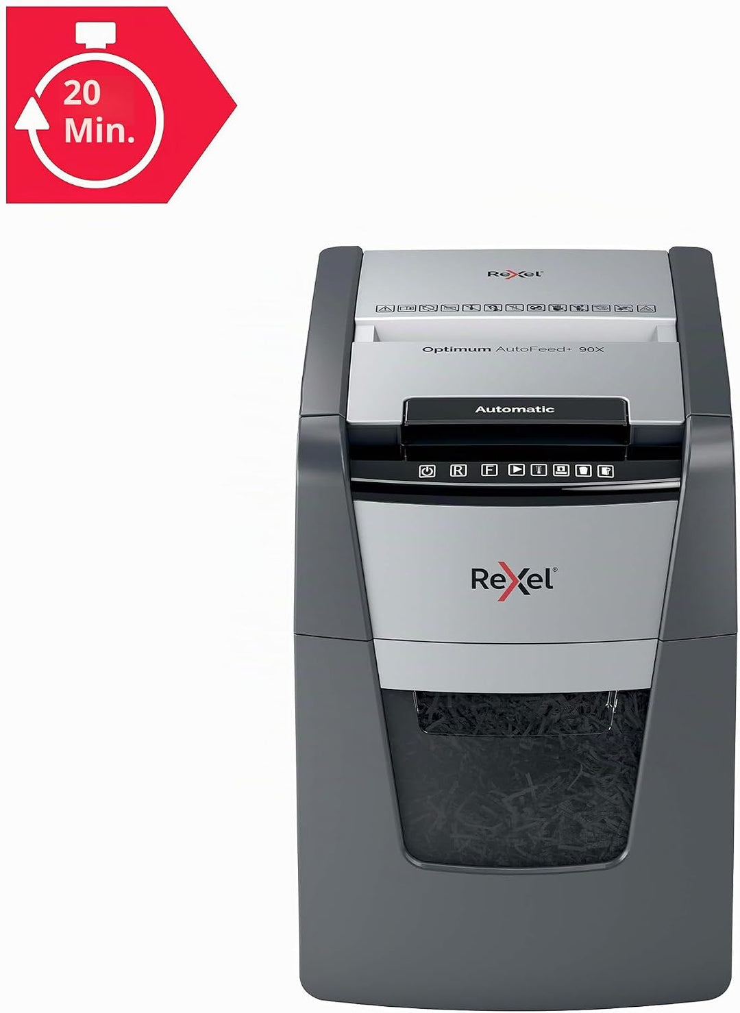 Rexel Optimum AutoFeed+ 90X Automatischer Aktenvernichter, 90 Blatt automatisch, Sicherheitsstufe P4