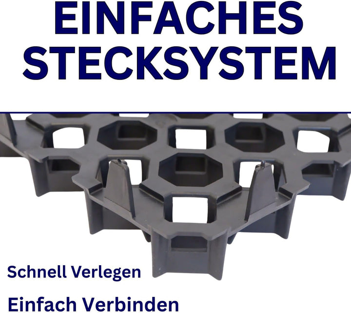 10 Stück ViD Rasengitter/Rasenwaben 50x50x4 cm, schwarz | Paddockplatten/Rasengitterplatten/Bodenwab