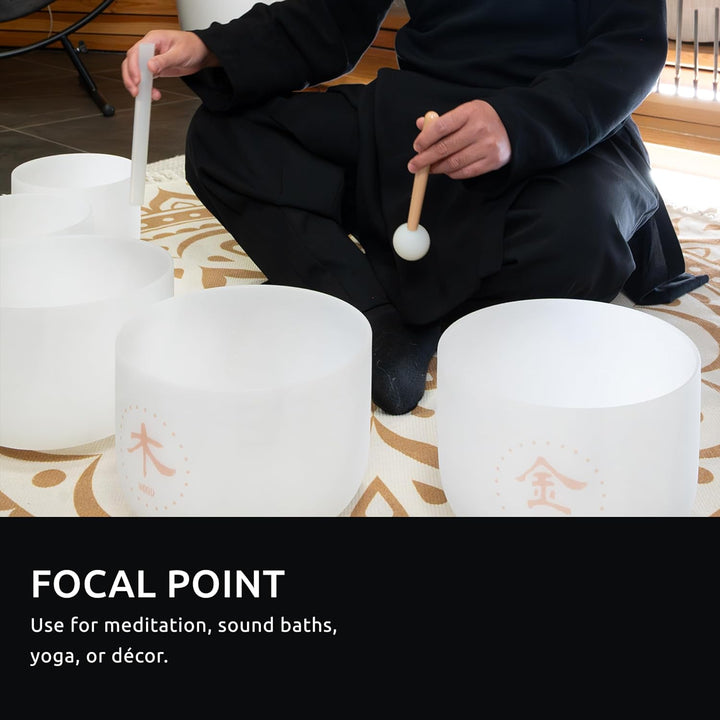 Sonic Energy TCM Kristallklangschalen Set – Elemente, 5-teilig – Für Meditation, Therapie, Qi-Arbeit