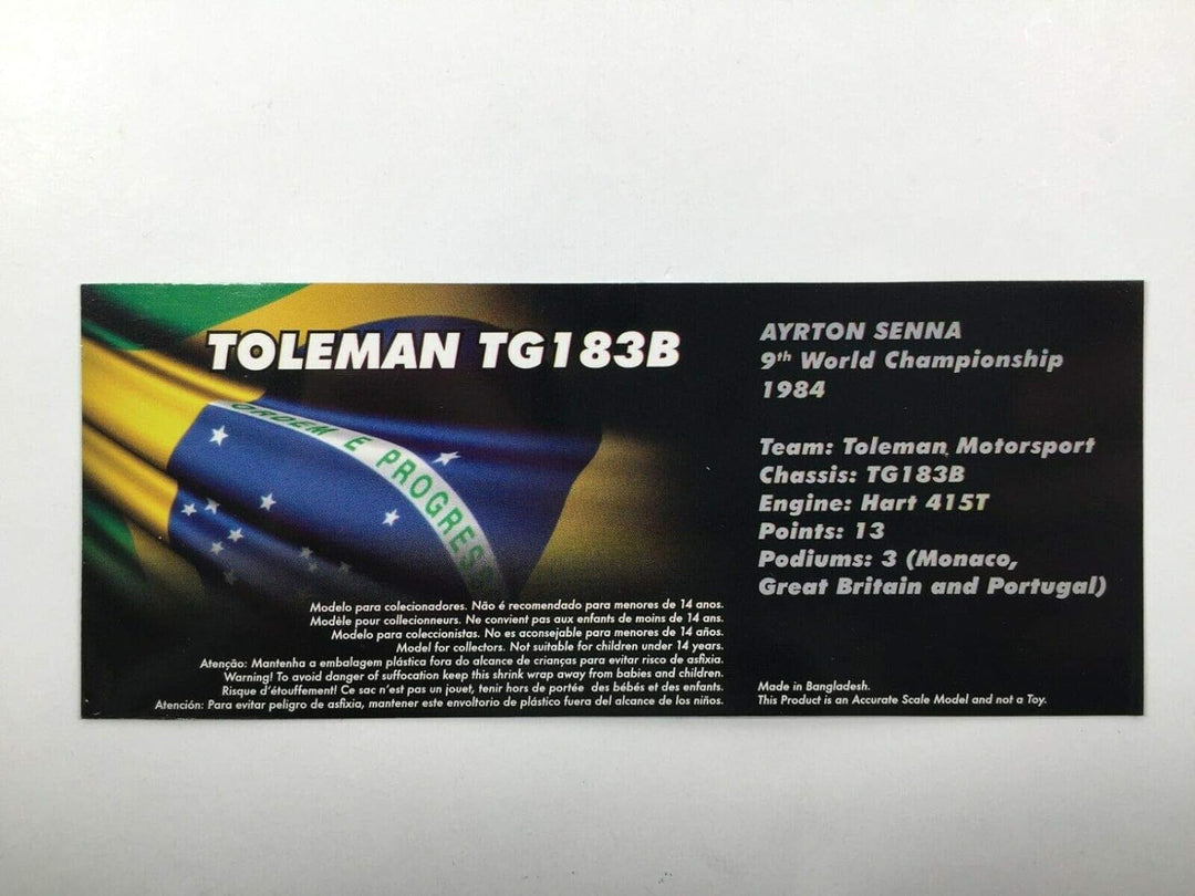 OPO 10 - Auto 1/43 F1 TOLEMAN TG183B Ayrton Senna BRASILIEN GP 1984 (717)