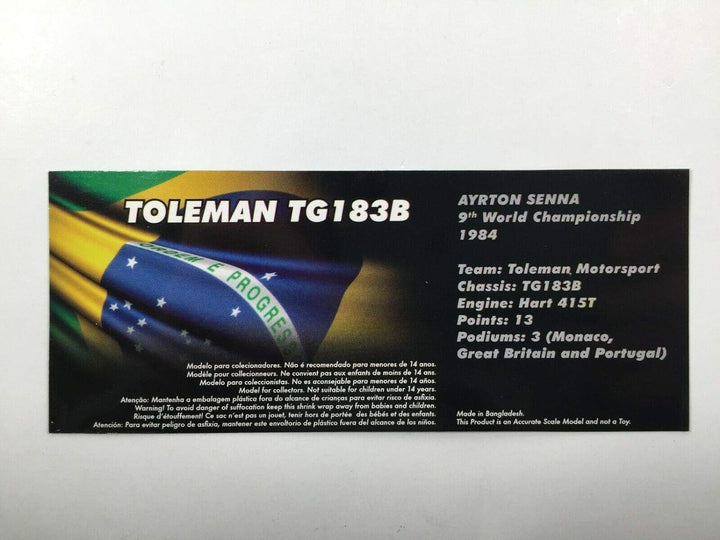 OPO 10 - Auto 1/43 F1 TOLEMAN TG183B Ayrton Senna BRASILIEN GP 1984 (717)