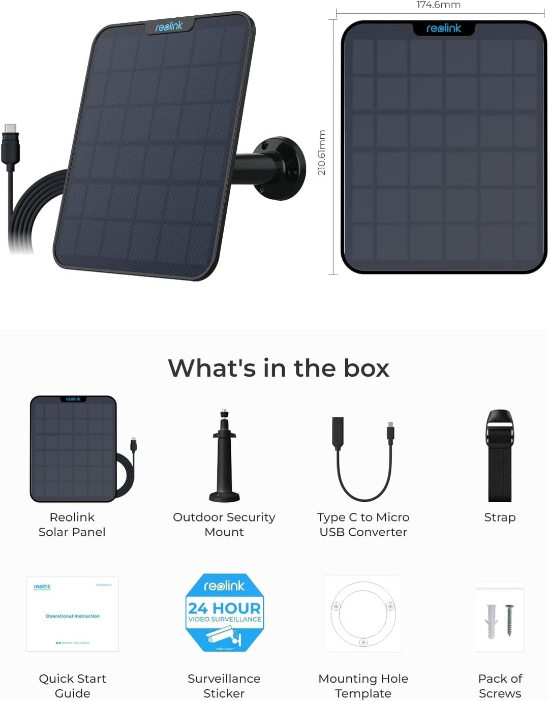 Reolink Solar Panel 2 Schwarz (5,8W)