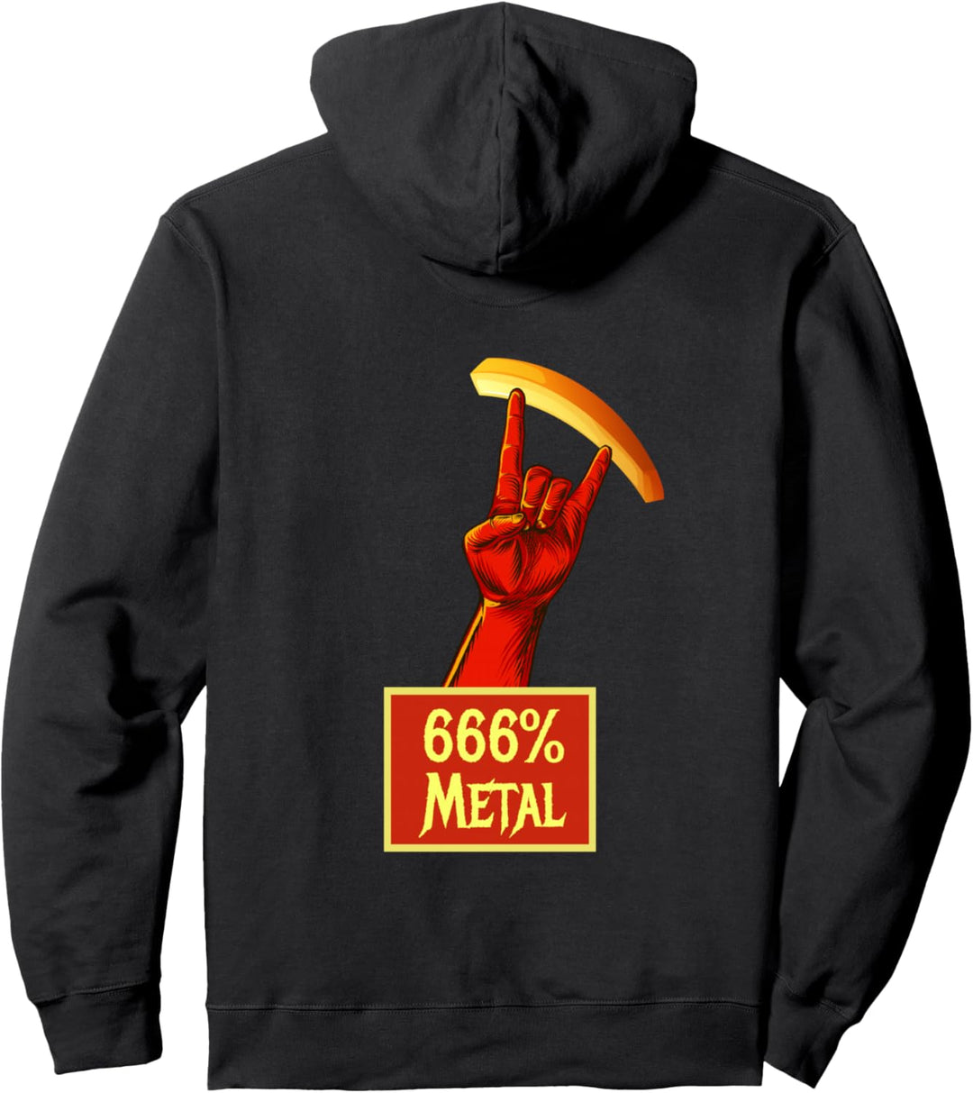 666% Heavy Metal Pommesgabel Geste Teufelshörner Hard Rock Pullover Hoodie