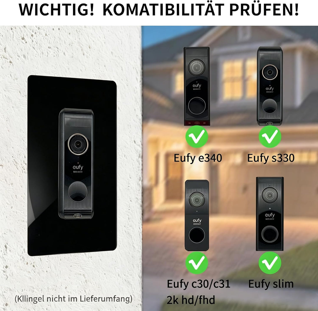 Blende Klingelschild für Eufy Video Doorbell E340 S220 C30 &amp; C31 – Türklingel ZubehörI I Türstation