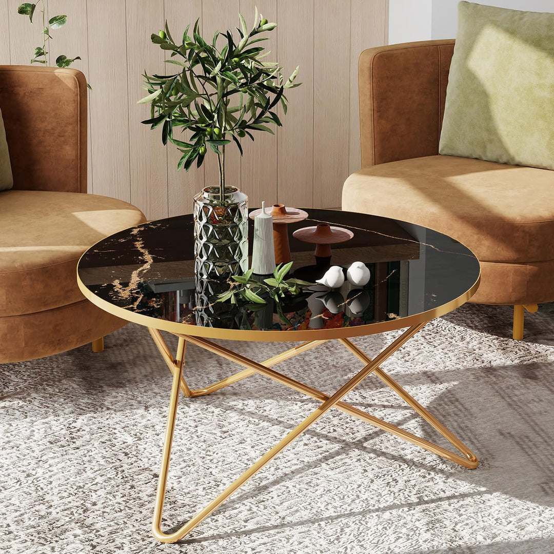 HOLTICO Couchtisch Beistelltisch Rund, Wohnzimmertisch Sofatisch für Wohnzimmer Garten Balkon Schlaf