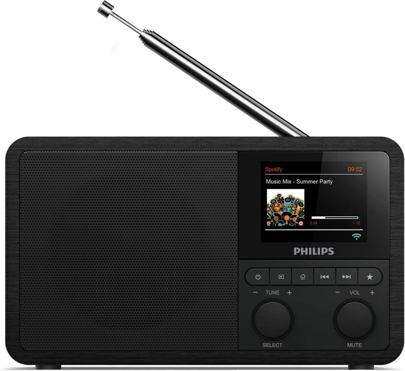 Philips Audio Internetradio DAB+ PR802/12 Radiowecker DAB+ (Bluetooth, DAB+, Sleep Timer, Dual Alarm