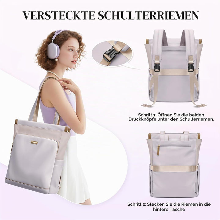 GOLF SUPAGS Convertible Laptop-Rucksack für Frauen Casual Daypack Notebook Tote Bag für Arbeit Hochs