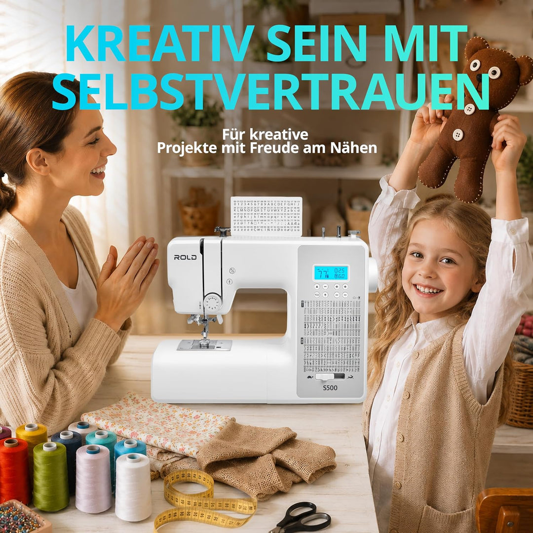 Rold S500 Computer Nähmaschine mit 300 Stichen zum Nähen aller Arten von Stoffen | Freiarm Computer-