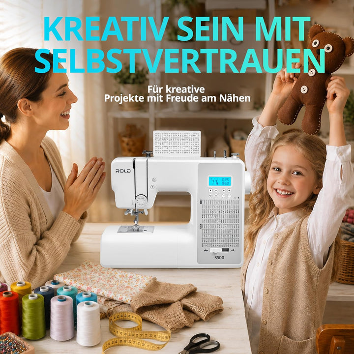Rold S500 Computer Nähmaschine mit 300 Stichen zum Nähen aller Arten von Stoffen | Freiarm Computer-