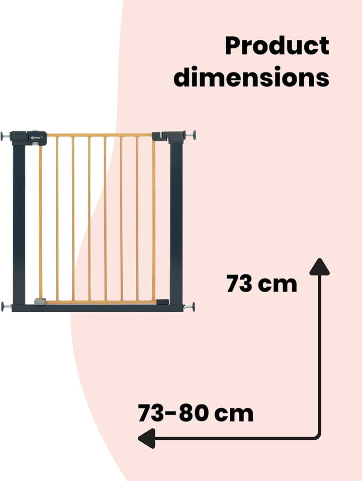 Safety 1st Easy Close Metal Gate, Treppenschutzgitter ohne Bohren, 73–80 cm (bis 108 cm erweiterbar)