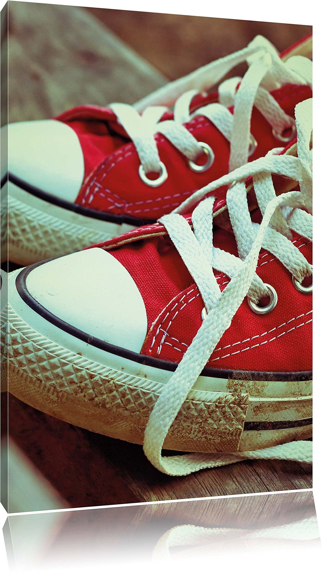 rote Converse Chucks, Format: 100x70 auf Leinwand, XXL riesige Bilder fertig gerahmt mit Keilrahmen,