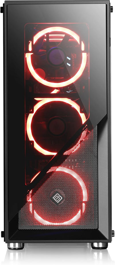 Gaming PC-Gehäuse Argo - Midi-Tower, RGB Beleuchtung (inkl. Steuerung), Glas-Seitenteil, Glas-Front,