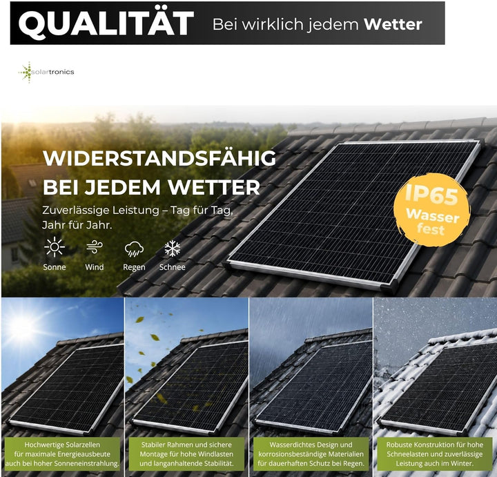 solartronics Solarmodul 130W Monokristallin Bifazial Schwarz Silber | Glas-Glas 890 x 770 x 35 mm 7,