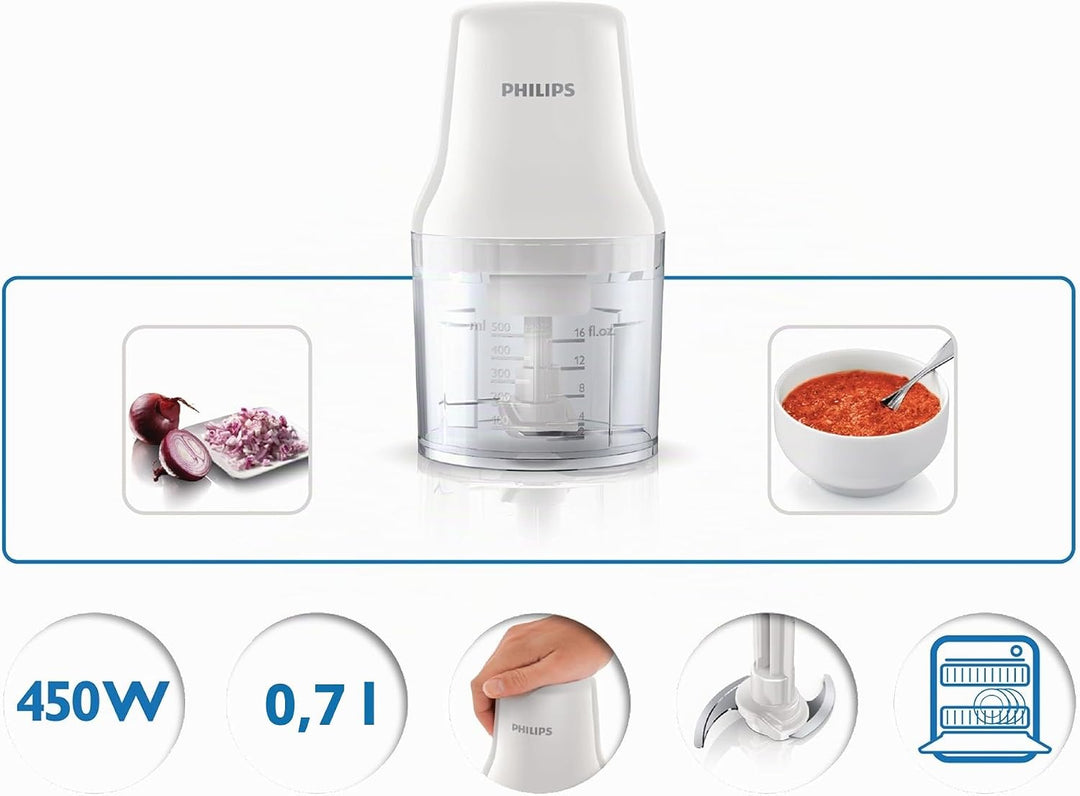 PHILIPS HR1393/00 Küchenmaschine (0,7 L, 450 W) transparent zerkleinerer, zerkleinerer