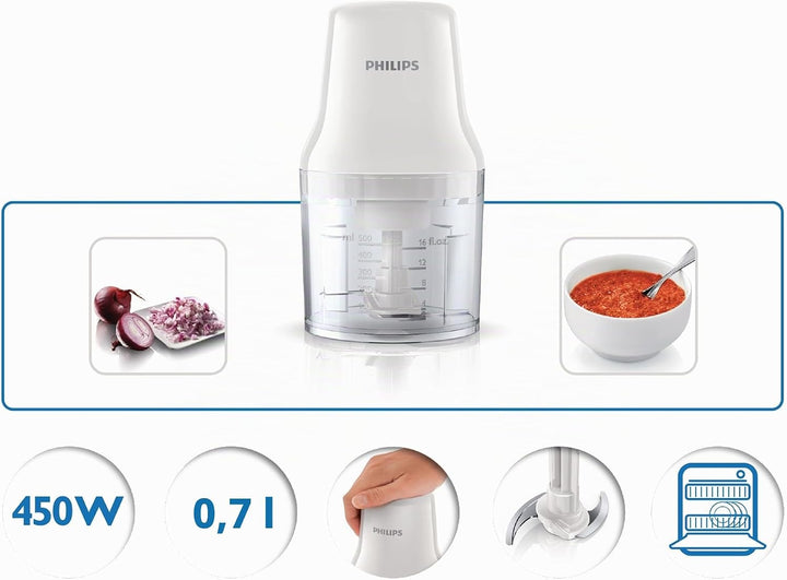 PHILIPS HR1393/00 Küchenmaschine (0,7 L, 450 W) transparent zerkleinerer, zerkleinerer