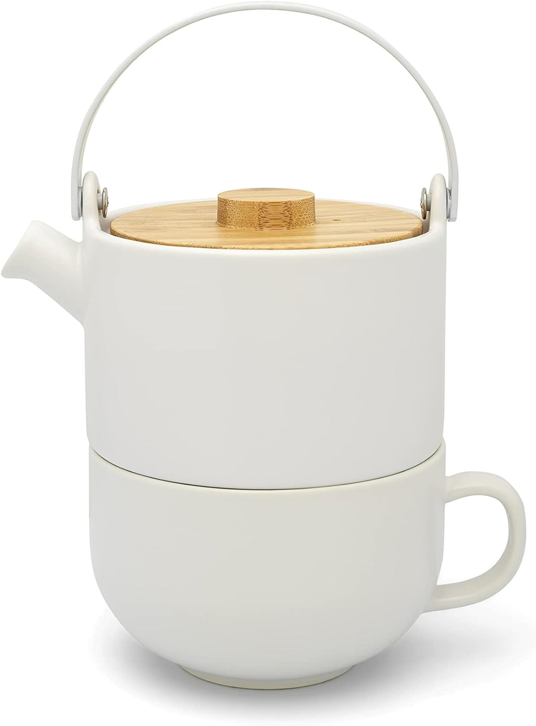 Bredemeijer weisses Mattes Keramik Tea-for-one Set 0.5 Liter 2-teilig