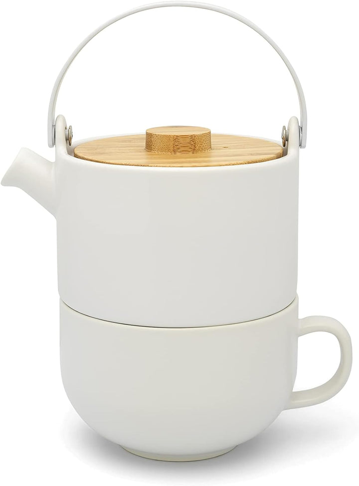Bredemeijer weisses Mattes Keramik Tea-for-one Set 0.5 Liter 2-teilig