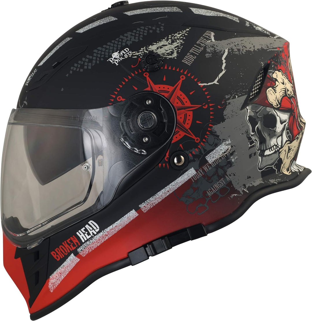 Broken Head Road Pirate VX2 Motorradhelm - Enduro Motocross-Helm - Cross-Helm mit Visier und Sonnenb