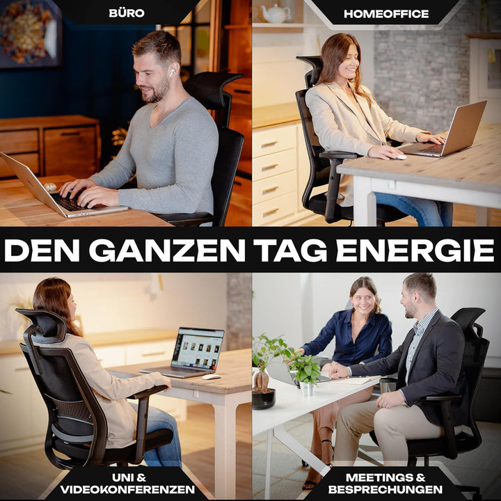 VALKENSTOL M2 Ergonomischer Bürostuhl 150 kg Schreibtischstuhl Ergonomisch [Max Bewegungsfreiheit] B